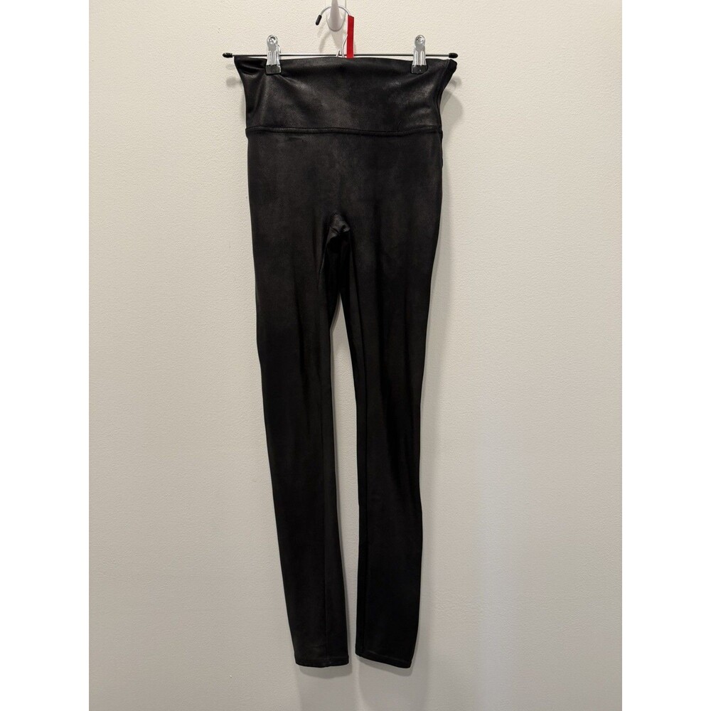 Spanx Womens Black Faux Leather High Waisted Leggings Size Small